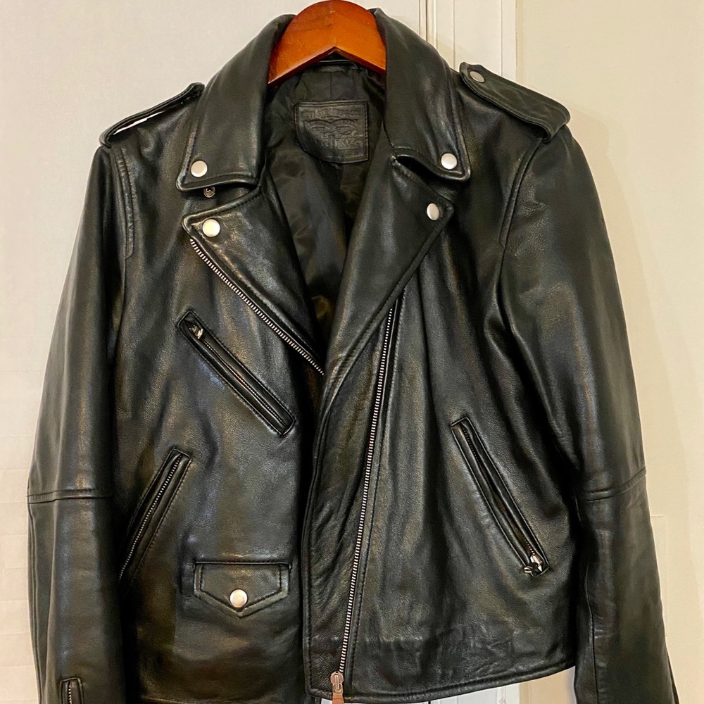 Levi’s Black Leather Moto Biker Jacket - M